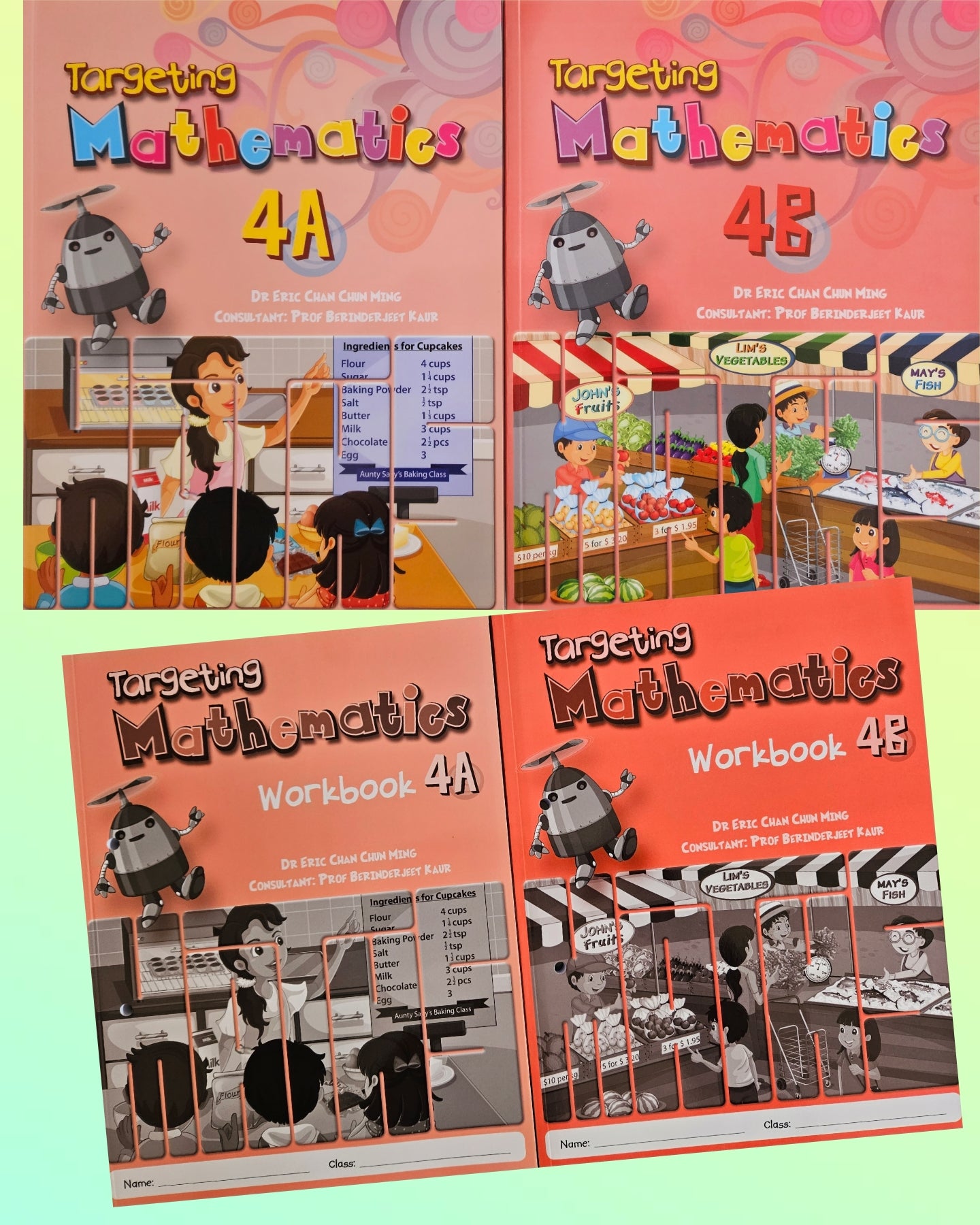 Targeting Mathematics Textbooks & Workbooks Primary 4 set - Singapore Books