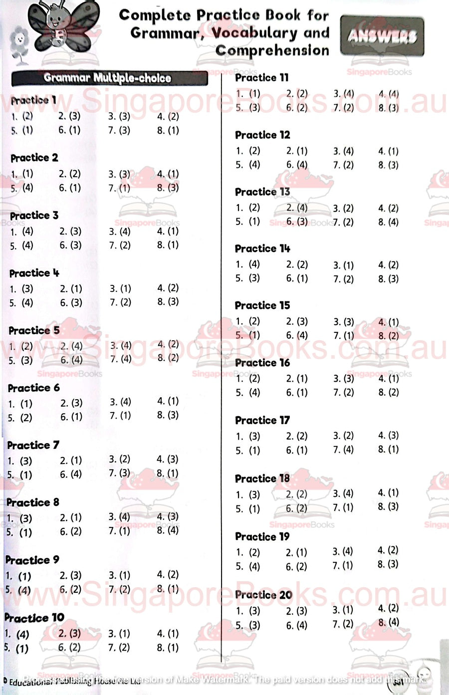 Complete Practice Book for Grammar, Vocabulary & Comprehension Primary 4 - Singapore Books