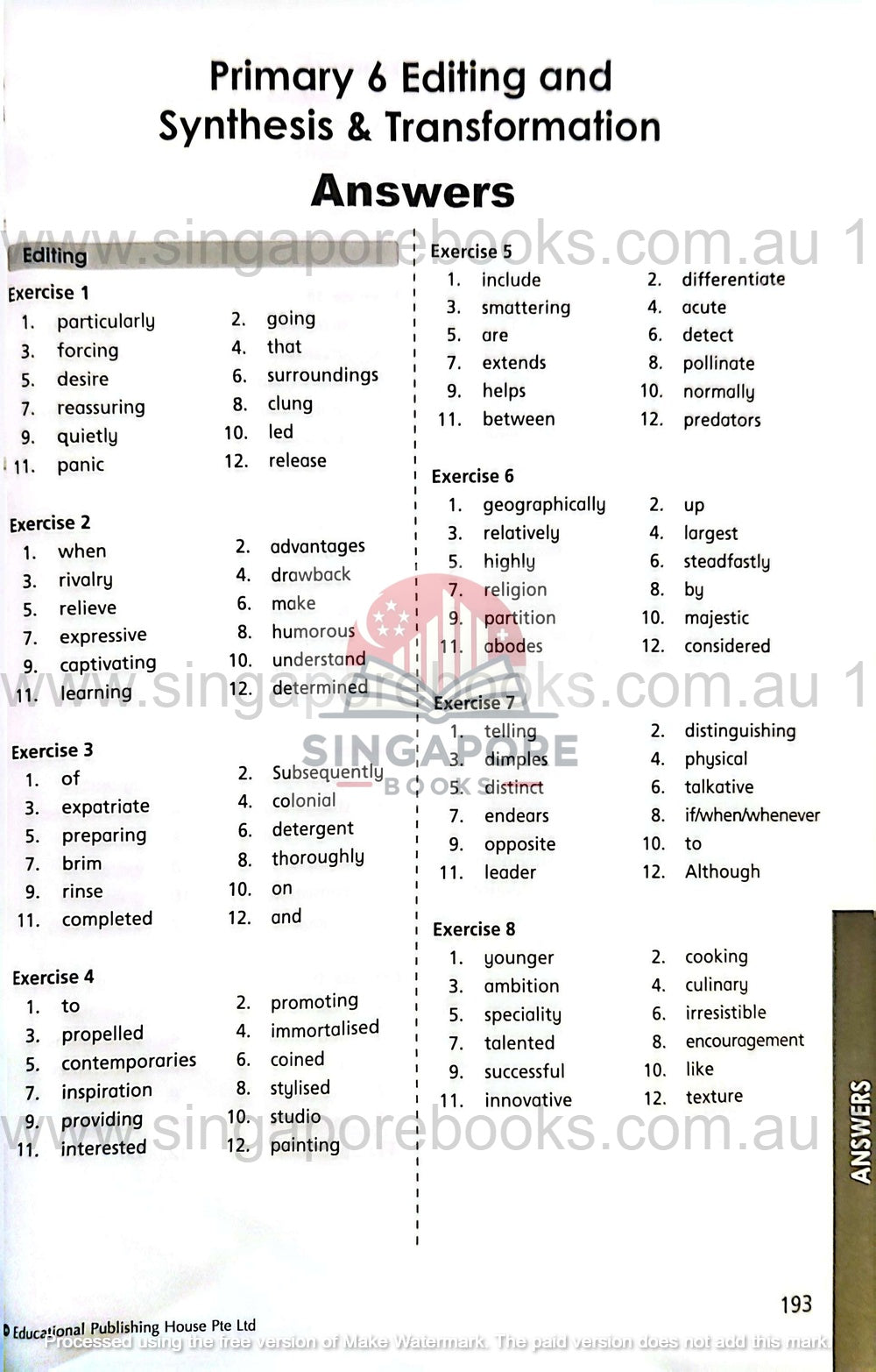 Editing, Synthesis & Transformation Primary 6 - Singapore Books