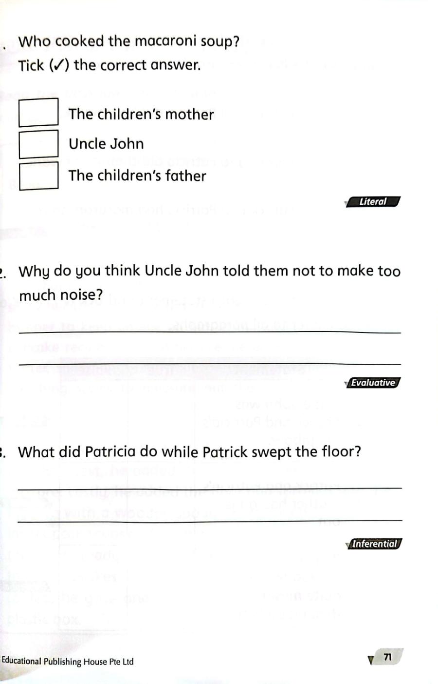 Sample - Level Up your Comprehension Skills Primary 1 - Singapore Books