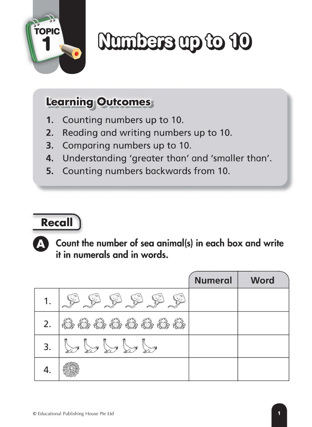 Singapore Books - Step by Step Maths Primary 1