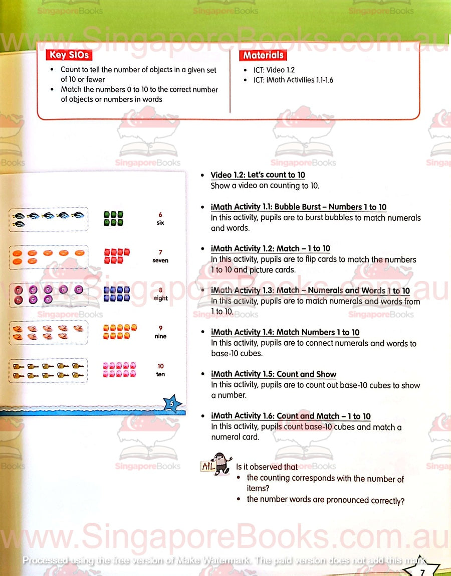 Teacher's Guide - Targeting Mathematics Primary 1A and 1B - Singapore Books