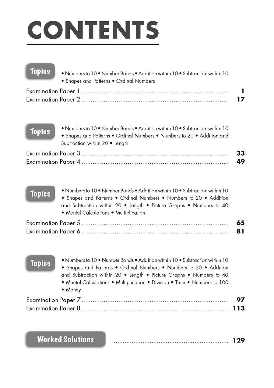 Top Maths Examination Papers Primary 1 - Singapore Books