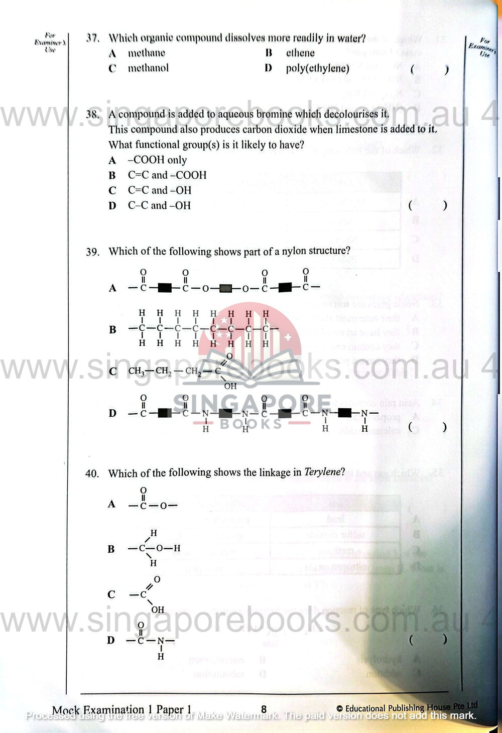 Secondary 3 & 4 - GCE/GCSE O Levels OL Chemistry mock examination papers - Singapore Books