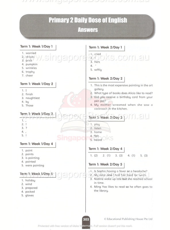 Daily Dose of English Primary 2 - Singapore Books