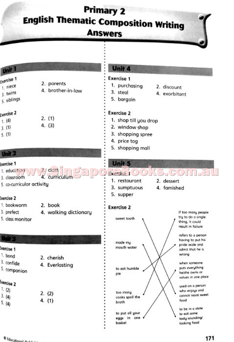 English Thematic Composition Writing Primary 2 - Singapore Books