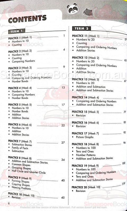 Maths Weekly Revision Primary 1 - Singapore Books