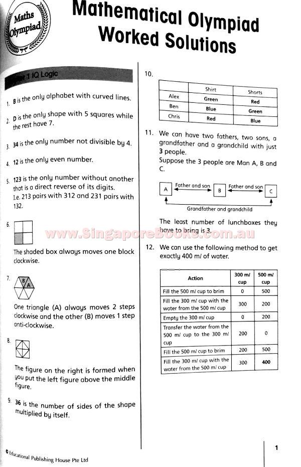 Preparing for Primary Maths Olympiad Competitions (Primary 5 and 6) - Singapore Books