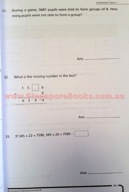 Top Maths Examination Papers Primary 4 - Singapore Books