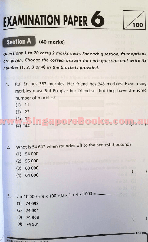Top Maths Examination Papers Primary 4 - Singapore Books