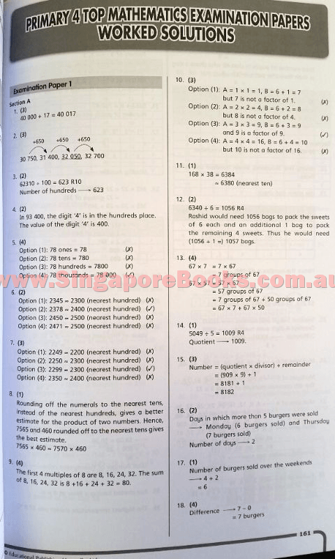 Top Maths Examination Papers Primary 4 - Singapore Books
