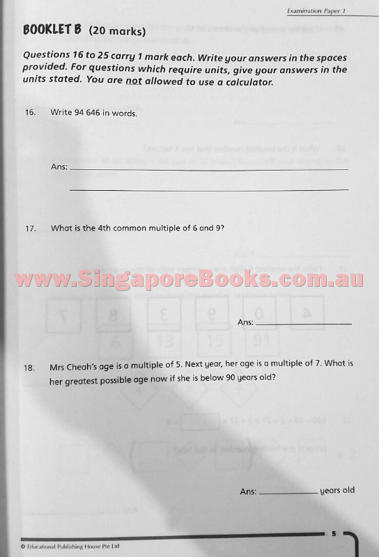 Top Maths Examination Papers Primary 5 - Singapore Books