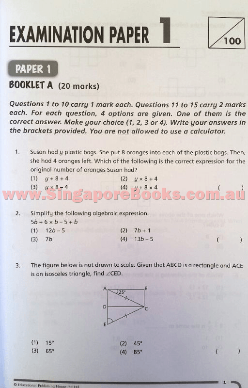 Top Maths Examination Papers Primary 6 - Singapore Books