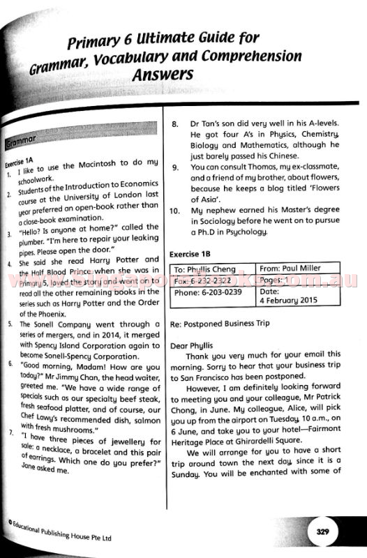Ultimate Guide for Grammar, Vocabulary & Comprehension Primary 6 - Singapore Books