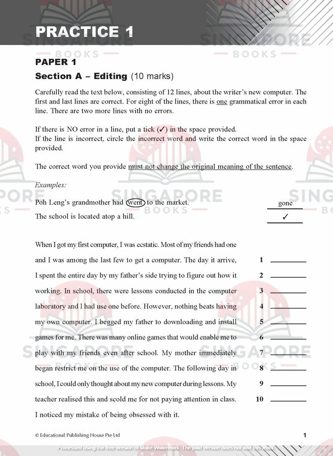 English Examination Practice Secondary 1 (Year 7) - Singapore Books