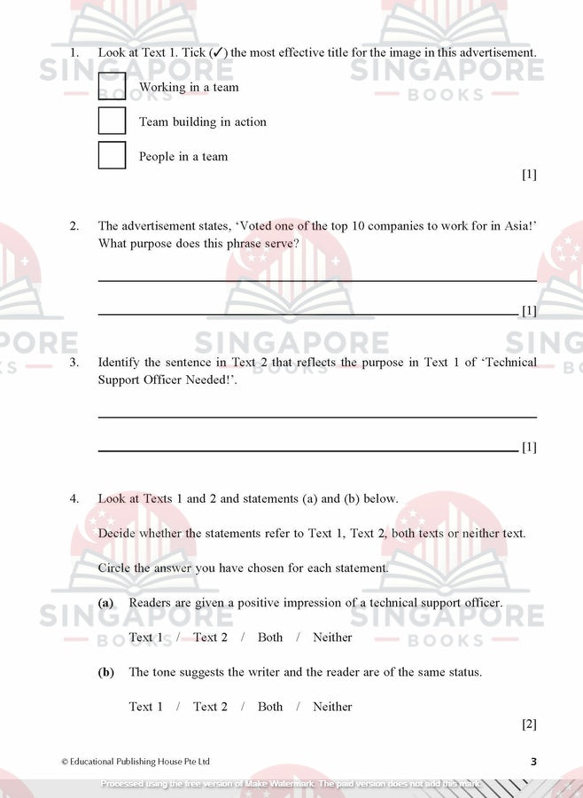 English Examination Practice Secondary 1 (Year 7) - Singapore Books