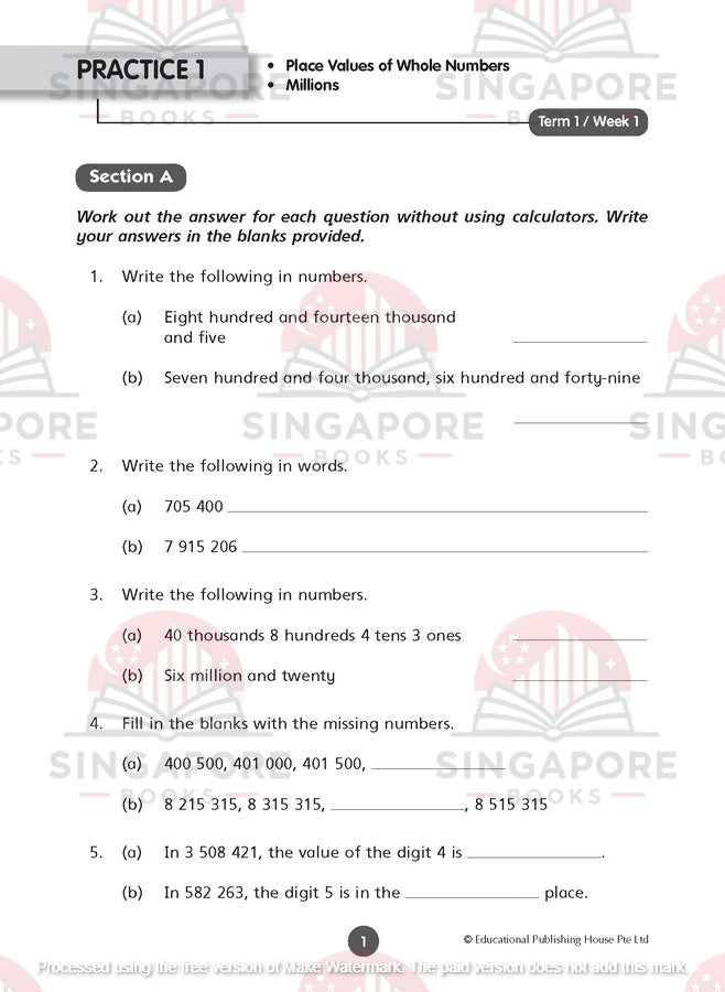 Maths Weekly Revision Primary 5