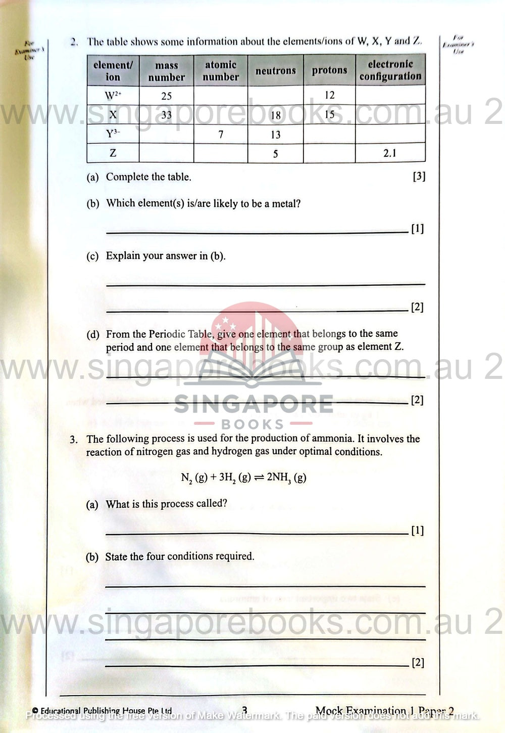 Secondary 3 & 4 - GCE/GCSE O Levels OL Chemistry mock examination papers - Singapore Books