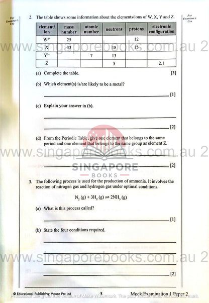 Secondary 3 & 4 - GCE/GCSE O Levels OL Chemistry mock examination papers - Singapore Books