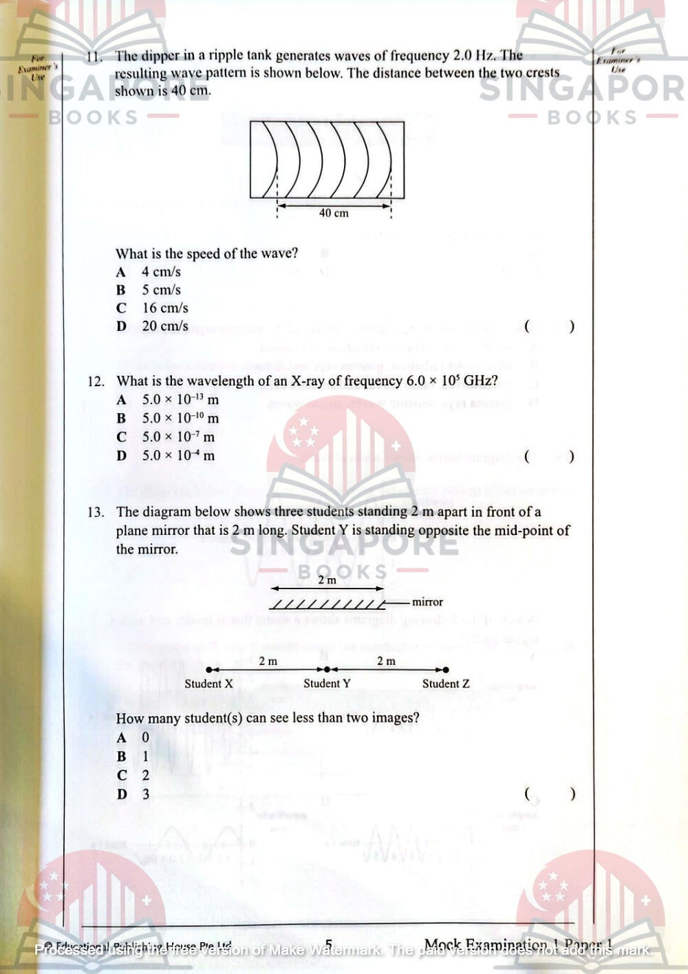 Secondary 3 & 4 - GCE/GCSE O Levels Science Physics mock examination papers