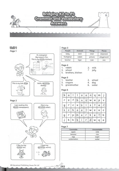Bridging from K2 (Prep) to Primary 1 Grammar & Vocabulary - Singapore Books