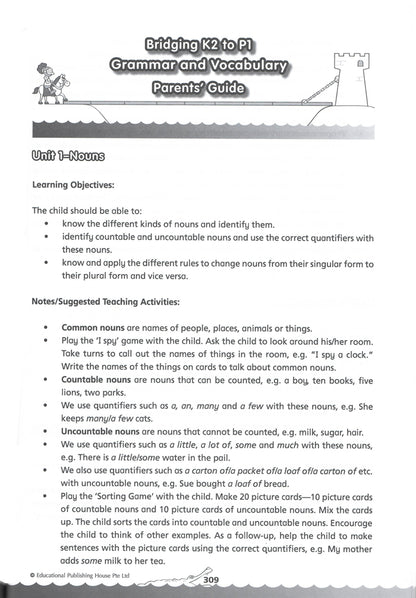 Bridging from K2 (Prep) to Primary 1 Grammar & Vocabulary - Singapore Books