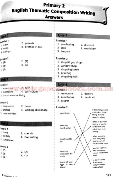 English Thematic Composition Writing Primary 2 - Singapore Books
