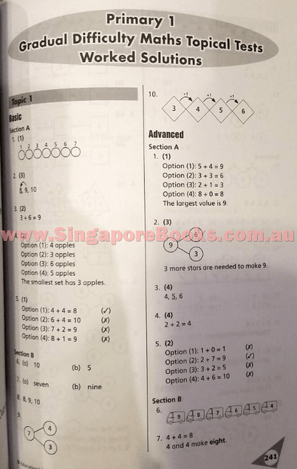 Gradual Difficulty Maths Topical Tests Primary 1 - Singapore Books