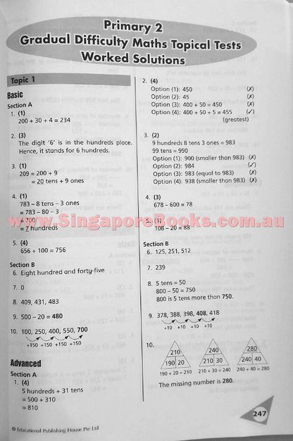 Gradual Difficulty Maths Topical Tests Primary 2 - Singapore Books