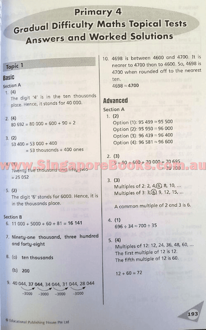 Gradual Difficulty Maths Topical Tests (New Syllabus) Primary 4 - Singapore Books