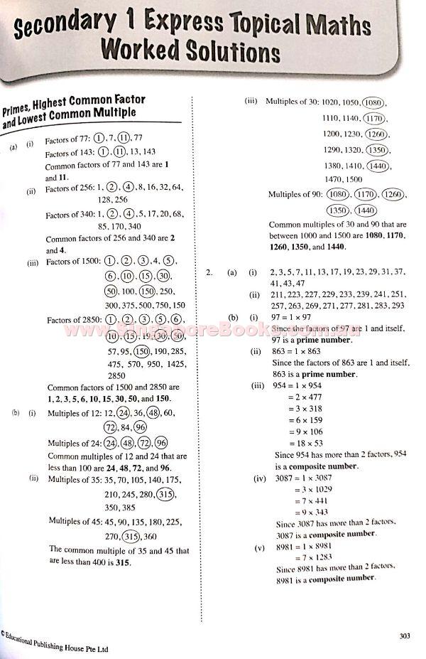 Topical Maths Secondary 1 (Year 7) - Singapore Books