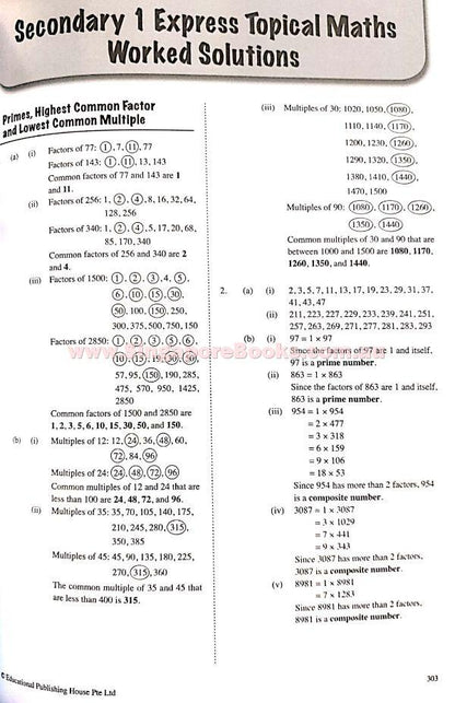 Topical Maths Secondary 1 (Year 7) - Singapore Books