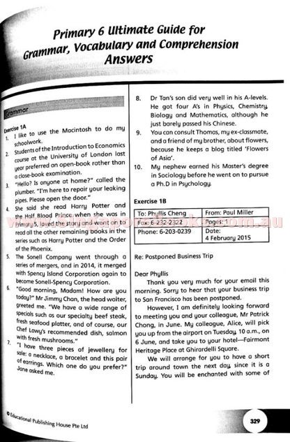 Ultimate Guide for Grammar, Vocabulary & Comprehension Primary 6 - Singapore Books